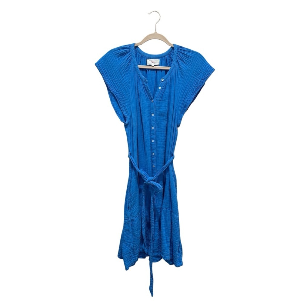 Xirena Jude Mini Dress in Acqua Cotton Gauze Belted Boho Casual Blue Sz M - Picture 6 of 16